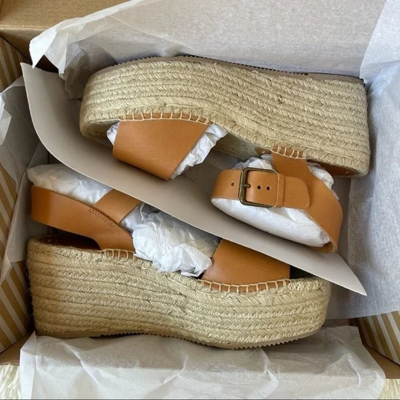 NEW Soludos Minorca High Platform Leather Nude Size 11 NWT - Picture 2 of 5